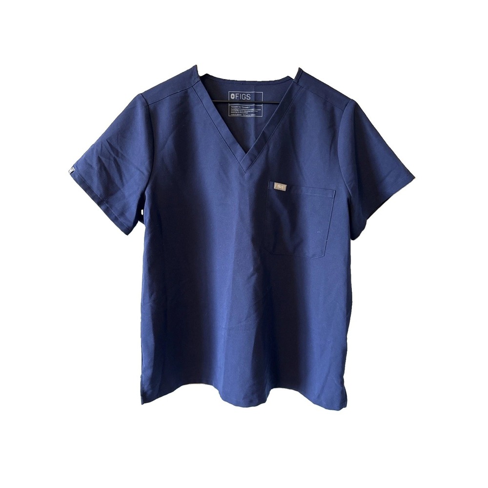 FIGS Technical Collection Blue Catarina Women's V Neck Scrubs Top Large Petite